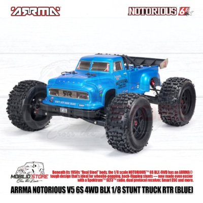 Arrma 1/8 Notorious 6S V5 4WD BLX Stunt Truck with Spektrum Firma RTR