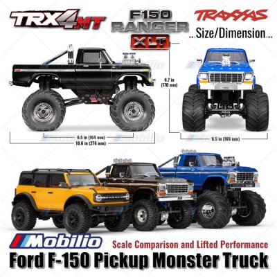 Traxxas TRX-4MT Ford F-150 Ranger XLT Pickup Monster Truck Bigfoot 1/18 Scale 4X4 RTR Fully-Assembled Waterproof TRX4MT