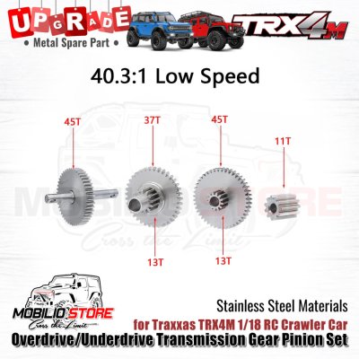 Upgrade Stainless Steel Transmission Gear Pinion Set for Traxxas TRX4M