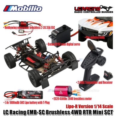 LC Racing EMB-SC Brushless 4WD Mini Short Course Truck Lipo-R Version 1/14 Scale RTR