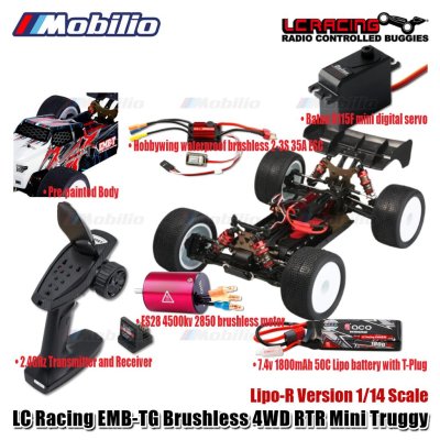 LC Racing EMB-TG Brushless 4WD Mini Truggy Lipo-R Version 1/14 Scale RTR