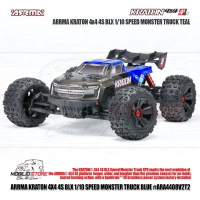 Arrma 110 Kraton 4X4 4S V2 BLX Speed Monster Truck RC RTR Teal