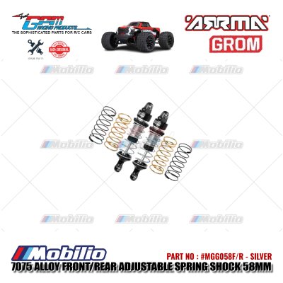 GPM Part #MGG058F/R 7075 Alloy Front/Rear Adjustable Spring Shock 58mm RC Arrma Mini Granite Typhon Mojave Mega Grom 4x4