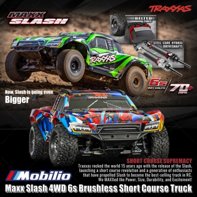 Traxxas Maxx Slash 4WD 6s Brushless Short Course Truck RTR Fully Assembled Ready-To-Race TQi 2.4 GHz Radio System VXL-6s