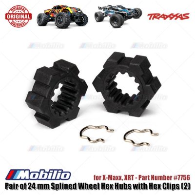 Traxxas Part #7756 Pair of 24 mm Splined Wheel Hex Hubs with Hex Clips 2 Pcs for X-Maxx XRT