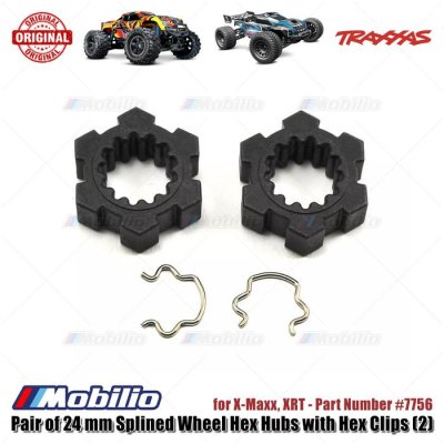Traxxas Part #7756 Pair of 24 mm Splined Wheel Hex Hubs with Hex Clips 2 Pcs for X-Maxx XRT