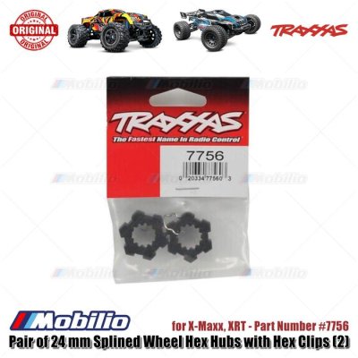 Traxxas Part #7756 Pair of 24 mm Splined Wheel Hex Hubs with Hex Clips 2 Pcs for X-Maxx XRT