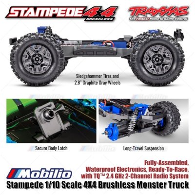 Traxxas Stampede 1/10 Scale 4X4 Brushless Monster Truck Fully-Assembled Waterproof RTR