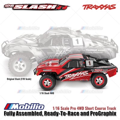 Traxxas Slash 4x4 1/16 Scale Pro 4WD Short Course Truck Fully Assembled Ready-To-Race and ProGraphix RC Car Speed Offroad