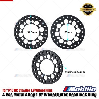 4 Pcs Metal Alloy 1.9" Wheel Outer Beadlock Ring for 1/10 RC Crawler