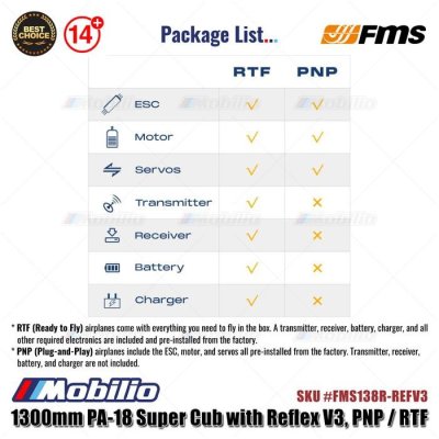 FMS 1300mm PA-18 Super Cub with Reflex V3 - PNP/RTF #FMS138R-REFV3 RC Air Plane Aeromodelling