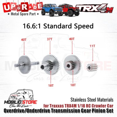 Upgrade Stainless Steel Transmission Gear Pinion Set for Traxxas TRX4M
