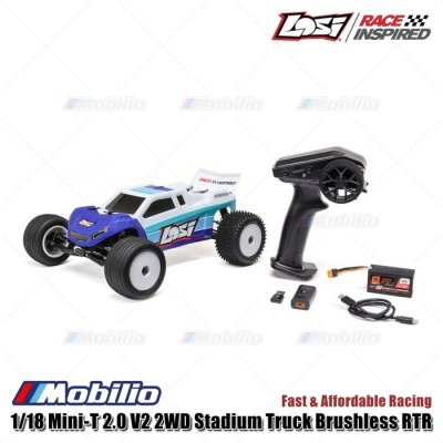 Losi 1/18 Mini-T 2.0 V2 2WD RC Stadium Truck Brushless RTR