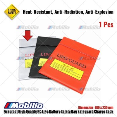 Tas Baterai - Fireproof High Quality RC LiPo Battery Safety Bag Safeguard Charge Sack 180x230mm - 300x230mm - 18x23cm Red