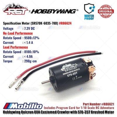 RGT Part #R86621 Hobbywing Quicrun 80A Customed Crawler Power KIT with 570-35T Brushed Motor Combo Electronic RC 1/10 Adventure