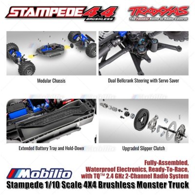 Traxxas Stampede 1/10 Scale 4X4 Brushless Monster Truck Fully-Assembled Waterproof RTR