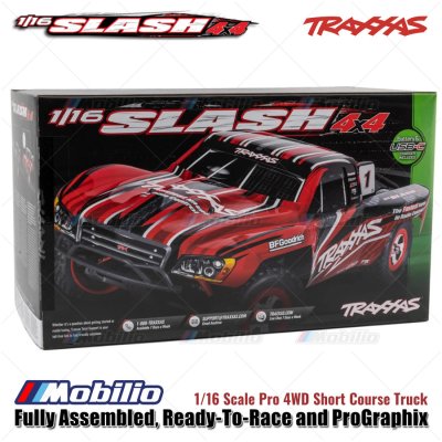 Traxxas Slash 4x4 1/16 Scale Pro 4WD Short Course Truck Fully Assembled Ready-To-Race and ProGraphix RC Car Speed Offroad