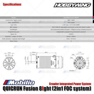 Hobbywing QUICRUN Fusion 8Ight 2in1 FOC system Crawler Integrated Power System