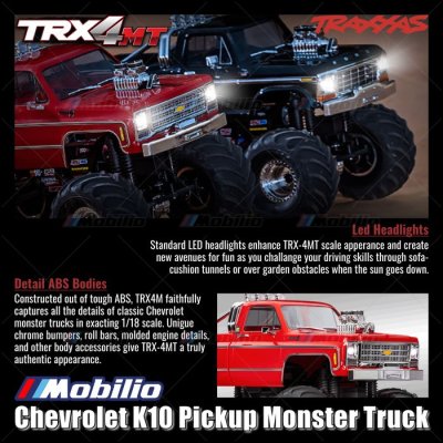 Traxxas TRX-4MT Chevrolet K10 Pickup Monster Truck Bigfoot 1/18 Scale 4X4 RTR Fully-Assembled Waterproof TRX4MT