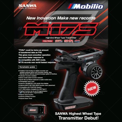 Sanwa M17S 2.4GHz Radio System with RX-493i Receiver New World Fastest Response Remote Transmitter