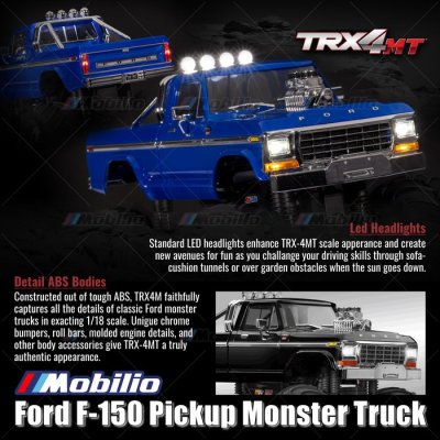 Traxxas TRX-4MT Ford F-150 Ranger XLT Pickup Monster Truck Bigfoot 1/18 Scale 4X4 RTR Fully-Assembled Waterproof TRX4MT