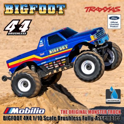 Traxxas 67134-4 BIGFOOT 4X4 1/10 Scale Brushless Fully-Assembled Monster Truck Ford Firestone Dengan BL-2s ESC dan Motor 3300 Kv - Control