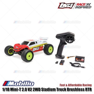 Losi 1/18 Mini-T 2.0 V2 2WD RC Stadium Truck Brushless RTR