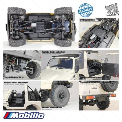 WPL C74-1 JA11C Jimny Canvas Convertible Realistic Hard Body RC 1/10 Scale Crawler Adventure RTR - C74-1 WP