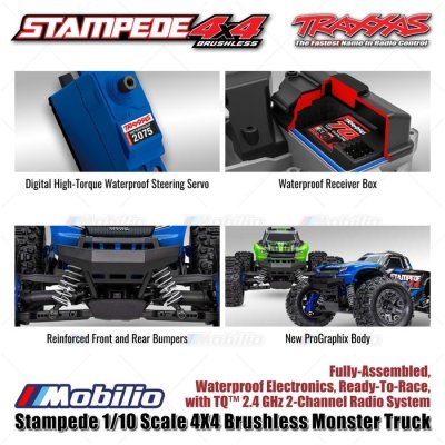 Traxxas Stampede 1/10 Scale 4X4 Brushless Monster Truck Fully-Assembled Waterproof RTR