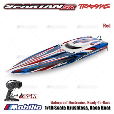 Traxxas 103076-4 Spartan SR 1/10 Skala Perahu Balap Tanpa Sikat RC Elektronik Tahan Air Siap Berlomba