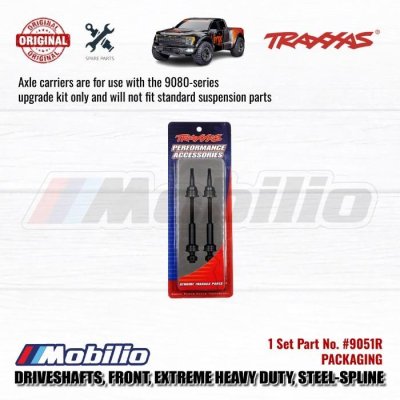 Traxxas Part #9051R Front Extreme Heavy Duty Driveshafts Steel-spline Constant-velocity with 6mm Stub Axles for Use with #9080 Upgrade Kit Slash Hoss Raptor Rustler Stampede
