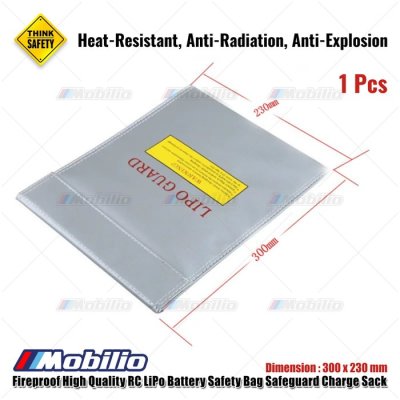 Tas Baterai - Fireproof High Quality RC LiPo Battery Safety Bag Safeguard Charge Sack 180x230mm - 300x230mm - 18x23cm Red