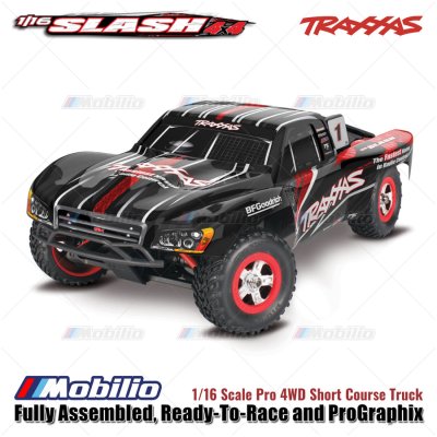 Traxxas Slash 4x4 1/16 Scale Pro 4WD Short Course Truck Fully Assembled Ready-To-Race and ProGraphix RC Car Speed Offroad
