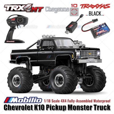 Traxxas 98064-1 TRX-4MT Chevrolet K10 Pickup Monster Truck Bigfoot 1/18 Scale 4X4 RTR Fully-Assembled Waterproof TRX4MT Clipless