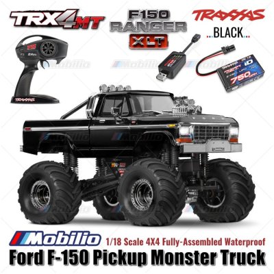Traxxas 98044-1 TRX-4MT Ford F-150 Ranger XLT Pickup Monster Truck Bigfoot 1/18 Scale 4X4 RTR Fully-Assembled Waterproof TRX4MT Clipless