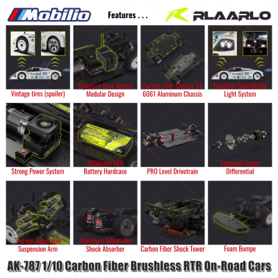 Rlaarlo AK-787 Professional Supercar Carbon Fiber Brushless RTR 2.4GHz On-Road Cars Remote Control