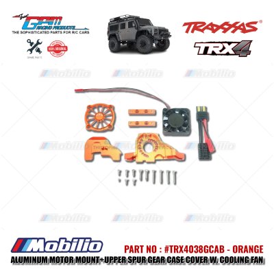 GPM Part #TRX4038GCAB Aluminum Motor Mount Upper Spur Gear Case Cover with Cooling Fan Traxxas TRX-4 Trail Crawler
