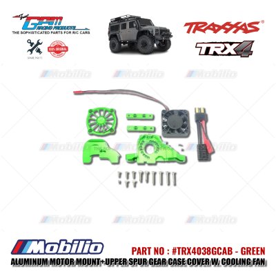 GPM Part #TRX4038GCAB Aluminum Motor Mount Upper Spur Gear Case Cover with Cooling Fan Traxxas TRX-4 Trail Crawler