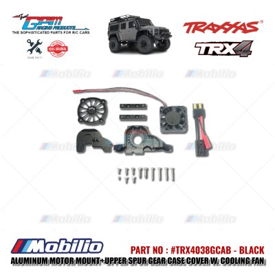 GPM Part #TRX4038GCAB Aluminum Motor Mount Upper Spur Gear Case Cover with Cooling Fan Traxxas TRX-4 Trail Crawler