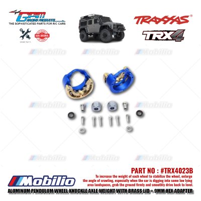 GPM Part #TRX4023B Aluminum Pendulum Wheel Knuckle Axle Weight Brass Lid 9mm Hex Adapter Traxxas TRX-4 TRX-6 Trail Crawler