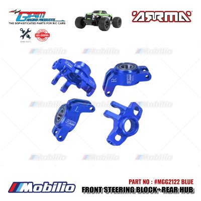GPM Part #MGG2122 Alloy Front Steering Block + Rear Hub (Larger Inner Bearings) RC Arrma Granite Typhon Grom Mega Monster Truck