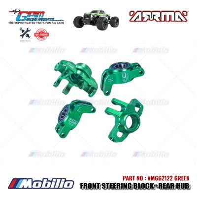 GPM Part #MGG2122 Alloy Front Steering Block + Rear Hub (Larger Inner Bearings) RC Arrma Granite Typhon Grom Mega Monster Truck