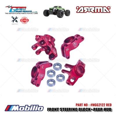 GPM Part #MGG2122 Alloy Front Steering Block + Rear Hub (Larger Inner Bearings) RC Arrma Granite Typhon Grom Mega Monster Truck