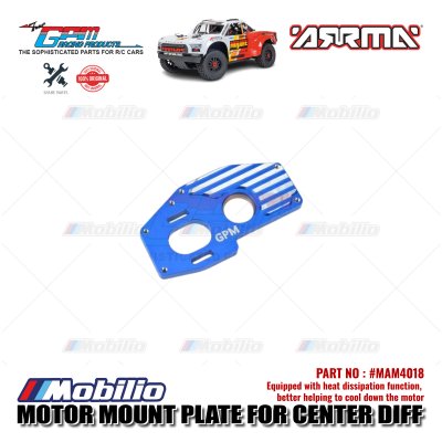 GPM Part #MAM4018 Aluminum Motor Mount Plate Center Differential Larger Inner Bearings Arrma 1/8 Mojave 4X4 4S BLX Desert Truck