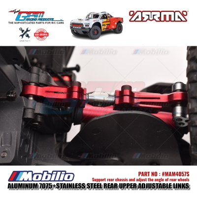 GPM Part #MAM4057S Aluminum and Stainless Steel Rear Upper Adjustable Links Arrma 1/8 Mojave 4X4 4S BLX Desert Truck
