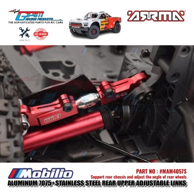 GPM Part #MAM4057S Aluminum and Stainless Steel Rear Upper Adjustable Links Arrma 1/8 Mojave 4X4 4S BLX Desert Truck
