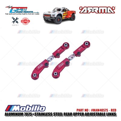 GPM Part #MAM4057S Aluminum and Stainless Steel Rear Upper Adjustable Links Arrma 1/8 Mojave 4X4 4S BLX Desert Truck
