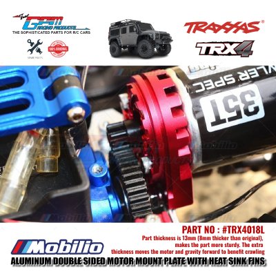 GPM Part #TRX4018L Aluminum Double Sided Motor Mount Plate with Heat Sink Fins Traxxas TRX-4 TRX-6 Trail Crawler