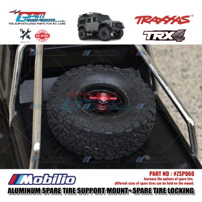 GPM Part #ZSP060 Aluminum Spare Tire Support Mount and Spare Tire Locking for 1/10 Crawlers RC Traxxas TRX4 Axial SCX10