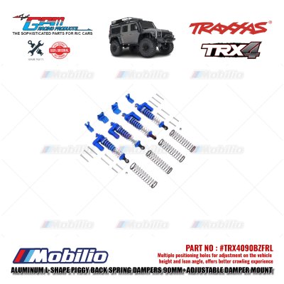 GPM Part #TRX4090BZFRL Aluminum L-shape Piggy Back Spring Dampers 90mm Adjustable Damper Mount Traxxas TRX-4 Crawler